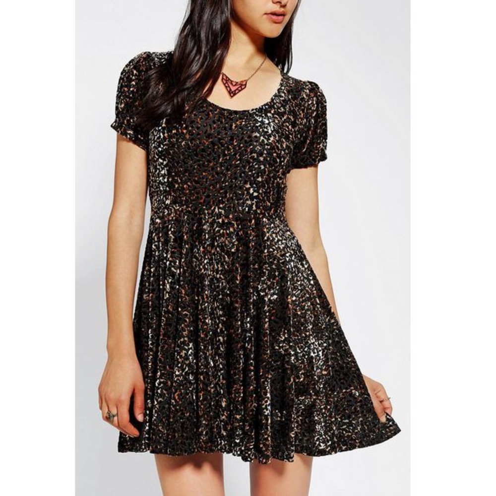 MINKPINK Crushed Velvet Leopard Dress